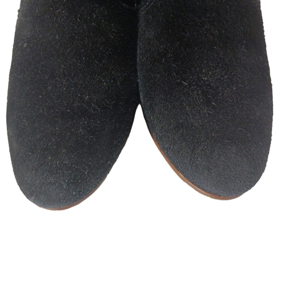 Convertable Black Suede Fold Down Ankle Boots Booties - Picture 6 of 13